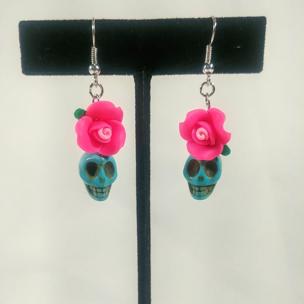Skull & Flower Earrings